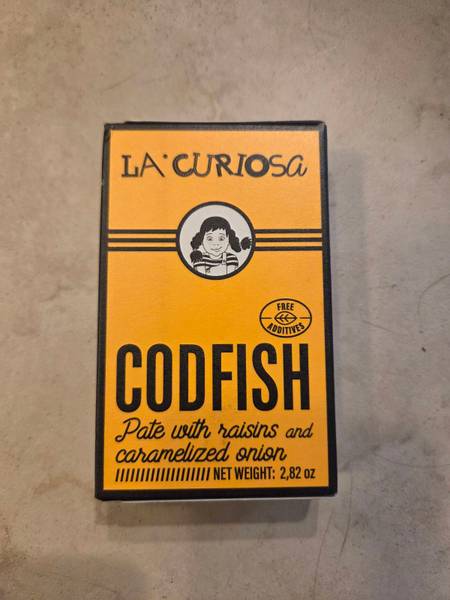 La Curiousa — Codfish Pate with Raisins and Carmelized Onion