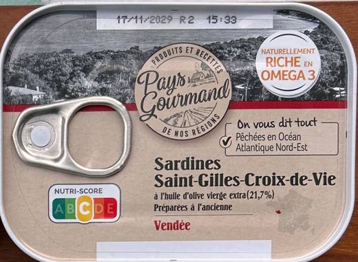 PAYS GOURMAND — Sardines Saint-Gilles-Croix-de-Vie à l'huile d'olive vierge extra