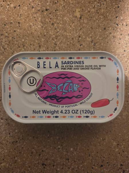 Bela — BELA, LIGHTLY SMOKED PORTUGUESE SARDINES IN CAYENNE PEPPER FLAVORED EXTRACT VIRGIN OLIVE OIL